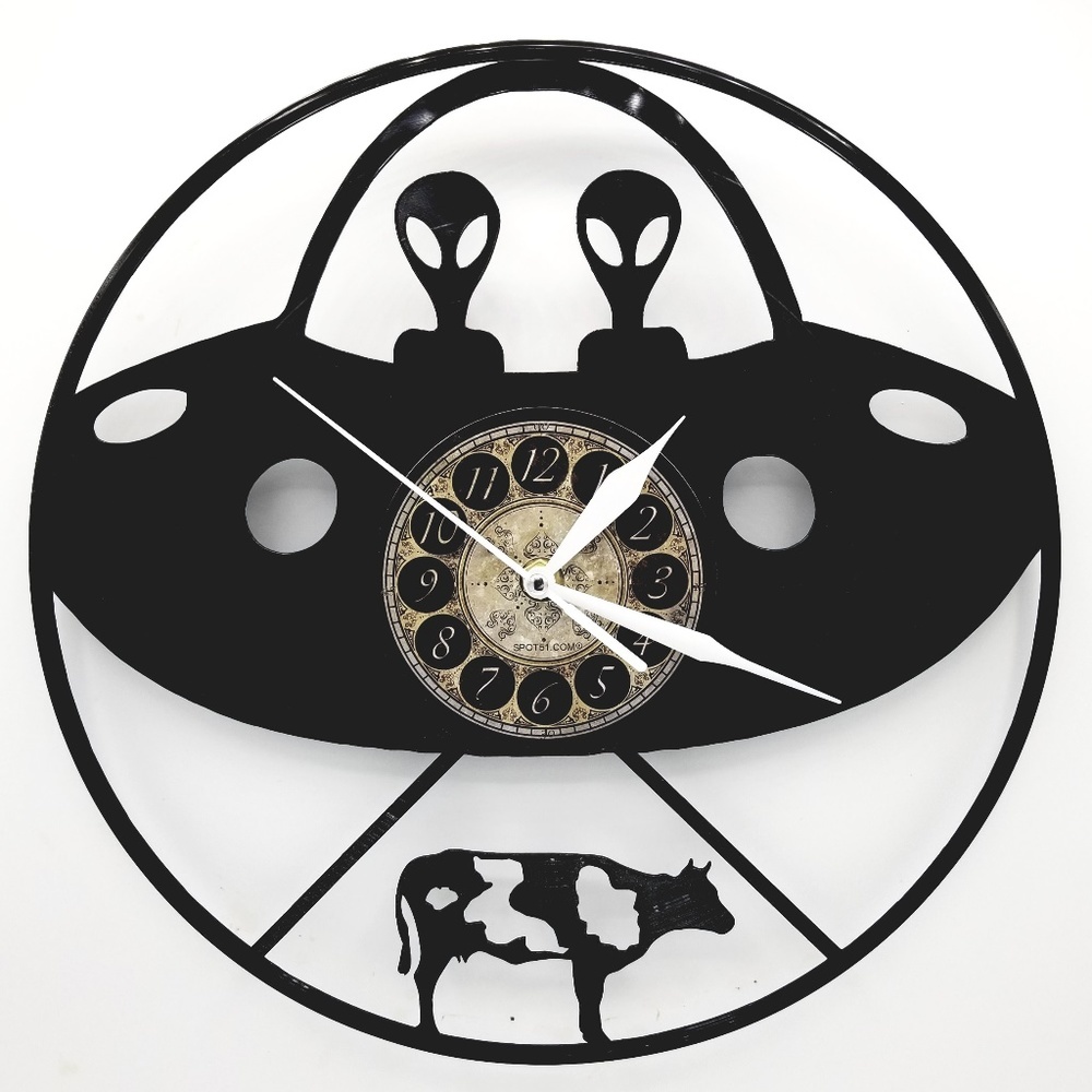 UfO vinyl record clock |  wall art decor gift for office or mancave